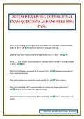 DEFENSIVE DRIVING COURSE&colon; FINAL EXAM QUESTIONS AND ANSWERS 100&percnt; PASS&period;