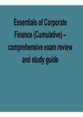 Essentials of Corporate Finance Cumulative Comprehensive Exam Review and Study Guide 2025&sol; 2026