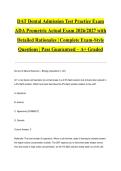 DAT Dental Admission Test Practice Exam ADA Prometric Actual Exam 2026&sol;2027 with Detailed Rationales &vert; Complete Exam-Style Questions &vert; Pass Guaranteed &ndash; A&plus; Graded