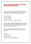 MEDICAL SURGICAL ASSESSMENT A EXAM QUESTIONS  WITH CORRECT VERIFIED ANSWERS