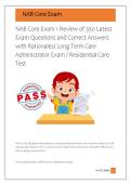 NAB Core Exam 1 Review of 350 Latest  Exam Questions and Correct Answers  with Rationales&sol; Long Term Care  Administrator Exam &sol; Residential Care  Test 