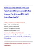 Certificate in Travel Health &lpar;CTH&rpar; Exam  Questions And Correct Answers &lpar;Verified  Answers&rpar; Plus Rationales 2026 Q&A &vert;  Instant Download Pdf