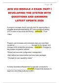 ACQ 202 MODULE 4 EXAM&colon; PART I  DEVELOPING THE SYSTEM WITH  QUESTIONS AND ANSWERS  LATEST UPDATE 2026 