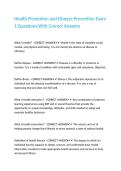 Health Promotion and Disease Prevention Exam 1 Questions With Correct Answers&period;