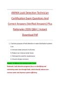 AWWA Leak Detection Technician  Certification Exam Questions And  Correct Answers &lpar;Verified Answers&rpar; Plus  Rationales 2026 Q&A &vert; Instant  Download Pdf
