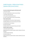 Health Promotion - Midterm Exam Practice Questions With Correct Answers&period;