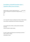 Foundations of Health Promotion Exam 1 Questions With Correct Answers 