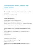 Health Promotion Practice Questions With Correct Answers