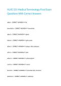 HLHS 101 Medical Terminology Final Exam Questions With Correct Answers&period;