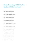 Medical Terminology HLHS 101 Ivy Tech Questions With Correct Answers