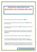 INSURANCE ADJUSTER EXAM QUESTIONS AND ANSWERS 100&percnt; PASS&period;
