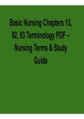 Basic Nursing Chapters 13 92 93 Terminology PDF Nursing Terms and Study Guide 2025&sol; 2026