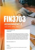 FIN3703 Assignment 2 Semester 1 ANSWERS 2026 - Due April 2026