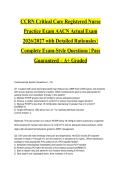 CCRN Critical Care Registered Nurse Practice Exam AACN Actual Exam 2026&sol;2027 with Detailed Rationales &vert; Complete Exam-Style Questions &vert; Pass Guaranteed &ndash; A&plus; Graded