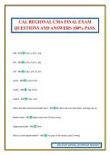 CAL REGIONAL CMA Exam Package Deal Questions With Verified Answers