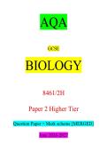 2026 AQA GCSE BIOLOGY 8461&sol;2H Paper 2 Higher Tier Question Paper &plus; Mark scheme &lbrack;MERGED&rsqb; June 2026