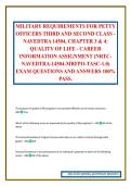MILITARY REQUIREMENTS FOR PETTY OFFICERS THIRD AND SECOND CLASS - NAVEDTRA 14504&comma; CHAPTER 3 & 4&colon; QUALITY OF LIFE - CAREER INFORMATION ASSIGNMENT &lpar;NRTC- NAVEDTRA-14504-MRFPO-TASC-1&period;0&rpar; EXAM QUESTIONS AND ANSWERS 100&percnt; PASS&period;