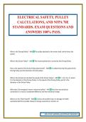 ELECTRICAL SAFETY&comma; PULLEY CALCULATIONS&comma; AND NFPA 70E STANDARDS&period; EXAM QUESTIONS AND ANSWERS 100&percnt; PASS