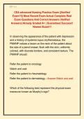 CEA advanced Nursing Practice Exam &vert;&vert;Verified  Exam&excl;&excl;&excl;&vert;&vert; Most Recent Exam Actual Complete Real  Exam Questions And Correct Answers &lpar;Verified  Answers&rpar; Already Graded A&plus; &vert; Guaranteed Success&excl;&excl;  Newest Exam&excl;&excl;&excl;