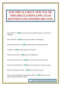 ELECTRICAL SAFETY&comma; NFPA 70 & 70E&comma; OSHA REGULATIONS & PPE&period; EXAM QUESTIONS AND ANSWERS 100&percnt; PASS&period;