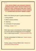 CHILD DEVELOPMENT AND GUIDANCE 2026&sol;2027  &vert;&vert;VERIFIED EXAM&excl;&excl;&vert;&vert; MOST RECENT EXAM ACTUAL  COMPLETE REAL EXAM QUESTIONS AND CORRECT  ANSWERS &lpar;VERIFIED ANSWERS&rpar; ALREADY GRADED  A&plus; &vert; GUARANTEED SUCCESS&excl;&excl; NEWEST EXAM&excl;&excl;&excl; 