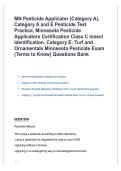 MN Pesticide Applicator Category A Category A and E Pesticide Test MN Class C Insect Identification Study Guide 2025&sol; 2026