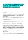 CPA Management accounting Exam with Questions and Correct Answers Latest 2026-2027 100&percnt; PASS