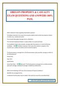OREGON PROPERTY & CASUALTY EXAM QUESTIONS AND ANSWERS 100&percnt; PASS&period;