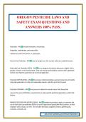 OREGON PESTICIDE LAWS AND SAFETY EXAM QUESTIONS AND ANSWERS 100&percnt; PASS&period;
