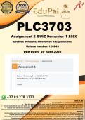 PLC3703 Assignment 2 &lpar;COMPLETE ANSWERS&rpar; Semester 1 2026 - DUE 20 April 2026