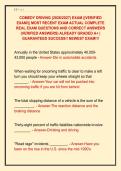 COMEDY DRIVING &lpar;2026&sol;2027&rpar; EXAM &vert;&vert;VERIFIED  EXAM&excl;&vert;&vert; MOST RECENT EXAM ACTUAL COMPLETE  REAL EXAM QUESTIONS AND CORRECT ANSWERS  &lpar;VERIFIED ANSWERS&rpar; ALREADY GRADED A&plus; &vert;  GUARANTEED SUCCESS&excl;&excl; NEWEST EXAM&excl;&excl;&excl;