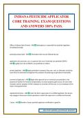 INDIANA PESTICIDE APPLICATOR CORE TRAINING&period; EXAM QUESTIONS AND ANSWERS 100&percnt; PASS