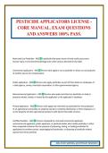 PESTICIDE APPLICATORS LICENSE - CORE MANUAL&period; EXAM QUESTIONS AND ANSWERS 100&percnt; PASS&period;