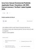 Iowa Core Manual &lpar;Commercial Pesticide Applicator&rpar; Exam &vert; Questions with 100&percnt; Correct Answers &vert; Verified &vert; Latest Update 2026