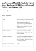 Iowa Commercial Pesticide Applicator Manual Exam &vert; Questions with 100&percnt; Correct Answers &vert; Verified &vert; Latest Update 2026
