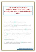 SAR &lpar;SEARCH AND RESCUE CERTIFICATION TEST PRACTICE&period;&rpar; EXAM QUESTIONS AND ANSWERS 100&percnt; PASS&period;