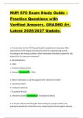NUR 670 Exam Study Guide &ndash;  Practice Questions with  Verified Answers&period; GRADED A&plus;&period;  Latest 2026&sol;2027 Update&period;  