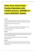 Patho Exam Study Guide &ndash;  Practice Questions with  Verified Answers&period; GRADED A&plus;&period;  Latest 2026&sol;2027 Update&period; 