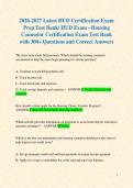 2026-2027 Latest HUD Certification Exam  Prep Test Bank&sol; HUD Exam - Housing  Counselor Certification Exam Test Bank  with 300&plus; Questions and Correct Answers