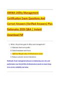 Bundle for AWWA Utility Management Certification Examination Questions With Correct Answers &lpar;Verified Answers&rpar; Plus Rationales 2026 Q&A &vert; Instant Download Pdf