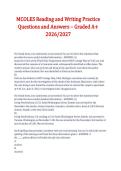 MCOLES Reading and Writing Practice &lpar;2026&sol;2027&rpar; &ndash; Questions and Answers Graded A&plus; Study Guide