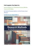 Full Complete Test Bank For  Research Methods For The Behavioral Sciences &lpar;Mindtap Course List&rpar; 7th Edition By Frederick Gravetter &lpar;Author&rpar;&comma; Lori-Ann Forzano&comma; James Witnauer  Verified Answers Rated With A&plus; 