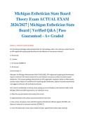 Michigan Esthetician State Board Theory Exam ACTUAL EXAM 2026&sol;2027 &vert; Michigan Esthetician State Board &vert; Verified Q&A &vert; Pass Guaranteed - A&plus; Graded