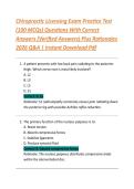 Chiropractic Licensing Exam Practice Test &lpar;100 MCQs&rpar; Questions With Correct Answers &lpar;Verified Answers&rpar; Plus Rationales 2026 Q&A &vert; Instant Download PDF