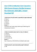 Cisco CCNA Certification Exam Questions With Correct Answers &lpar;Verified Answers&rpar; Plus Rationales 2026 Q&A &vert; Instant Download PDF
