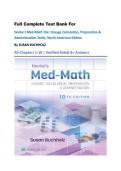 Full Complete Test Bank For Henke's Med-Math 10e&colon; Dosage Calculation&comma; Preparation & Administration Tenth&comma; North American Edition By SUSAN BUCHHOLZ All Chapters 1-10 &vert; Verified Rated A&plus; Answers 