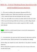 HESI A2 Critical Thinking Exam Actual 2026 &sol; 2027 Questions with Verified Answers Grade A&plus; Guarantee