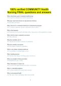 100&percnt; verified COMMUNITY Health Nursing FINAL questions and answers