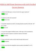 HESI A2 A&P Exam Actual 2026 &sol; 2027 Questions with Verified Answers Grade A&plus; Guarantee Pass