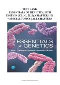 Test Bank - Essentials of Genetics&comma; 10th Edition &lpar;Klug&comma; 2026&rpar;&comma; Chapter 1-21 &plus; Special Topics &vert; All Chapters